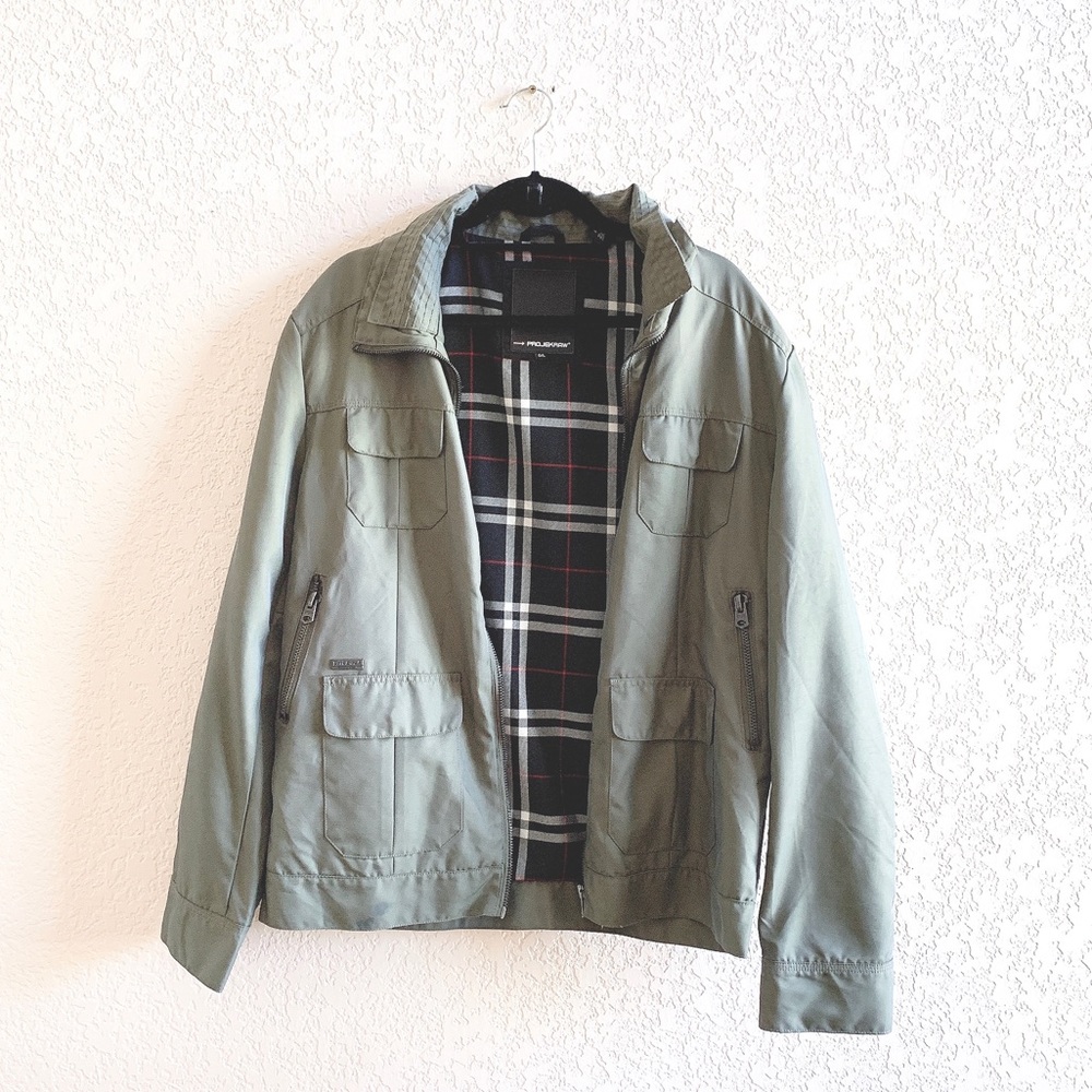 Projek Raw Mens Plaid Lined Zip Jacket